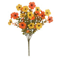 Plastic silk artificial flower bouquet in autumn orange colour for home decoration and wedding props