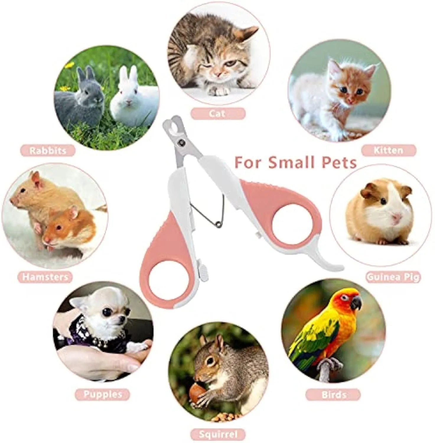 Angled blade cat nail clippers with safety lock in grey or pink for small pets