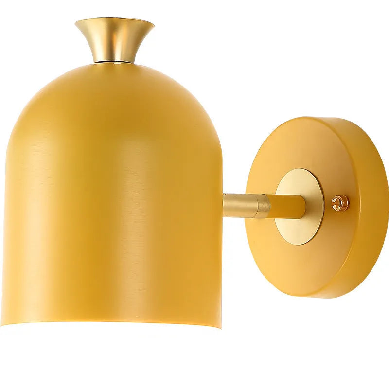Single head aluminium bedside wall lamp with mirror front in blue, green, pink, or yellow colour