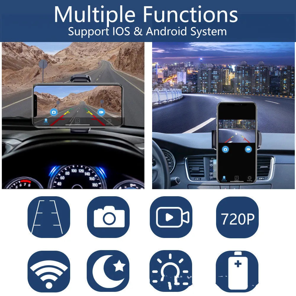 Solar wireless charging reversing camera with magnet suction mount and aluminium alloy shell
