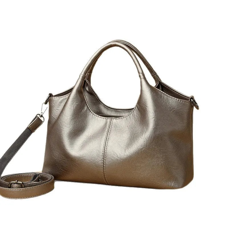 Genuine leather cross-body bag for women, large capacity, soft, available in eight colours