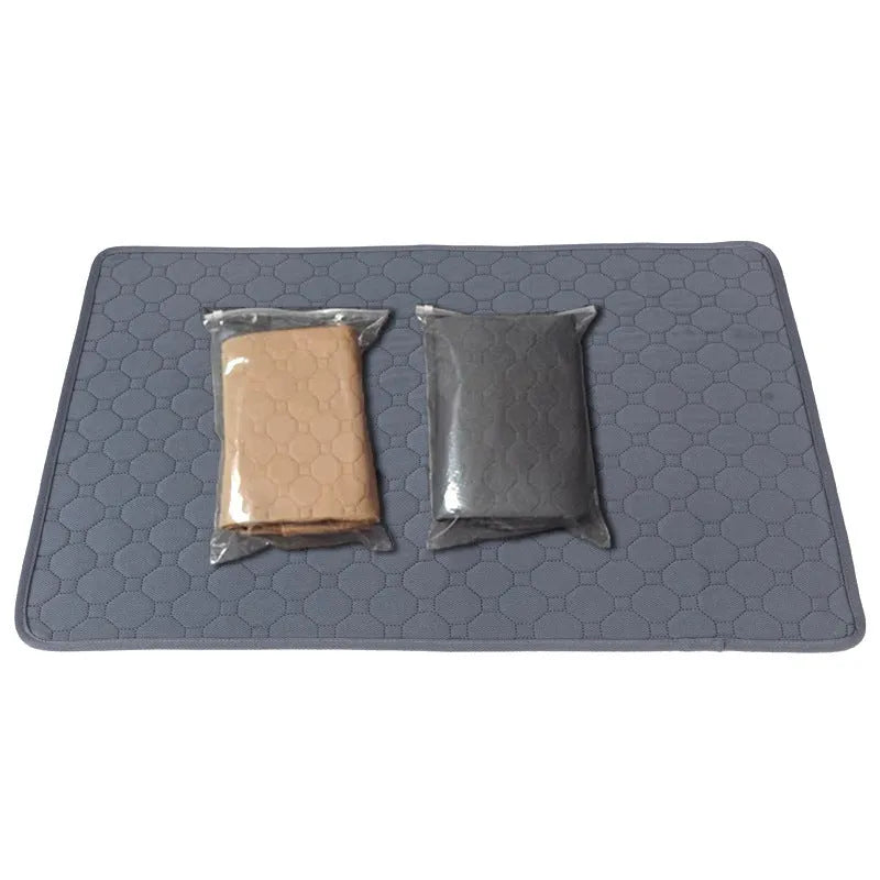 Pet Parents washable dog pee pad in grey with multi-layer fabric, triple stitch binding, and neutral colour for home use