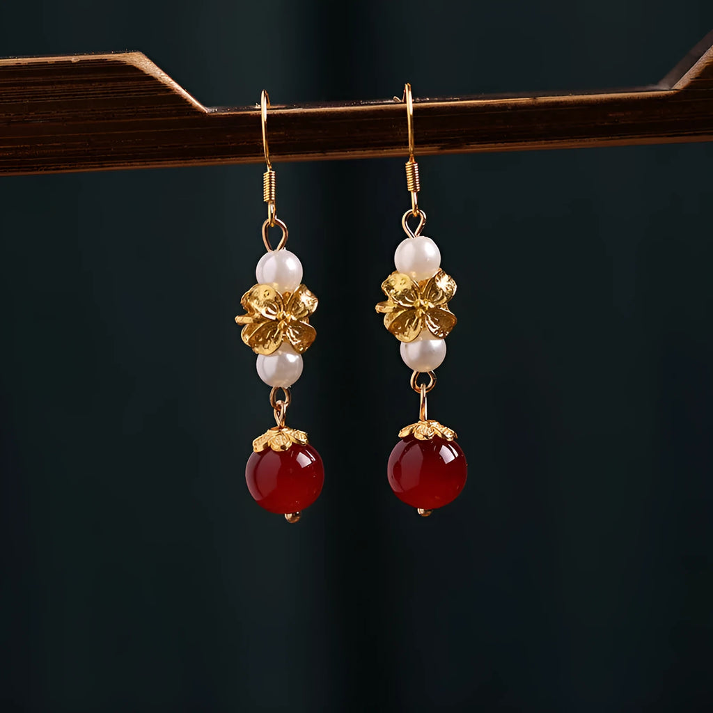 Vintage court style national Han cheongsam antique earrings with electroplated alloy construction