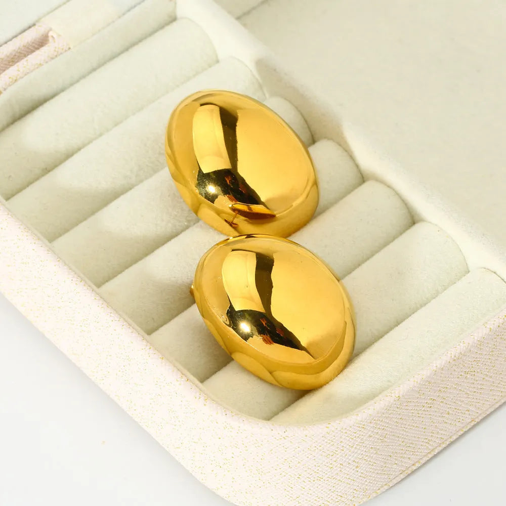 Geometric line earrings for women in gold colour DFE139 with a glazed surface, made from stainless steel.