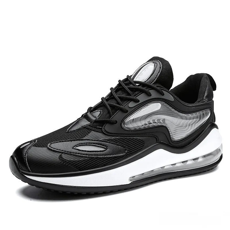Men's summer air cushion shoes in Space Black with height-increasing design and rubber sole