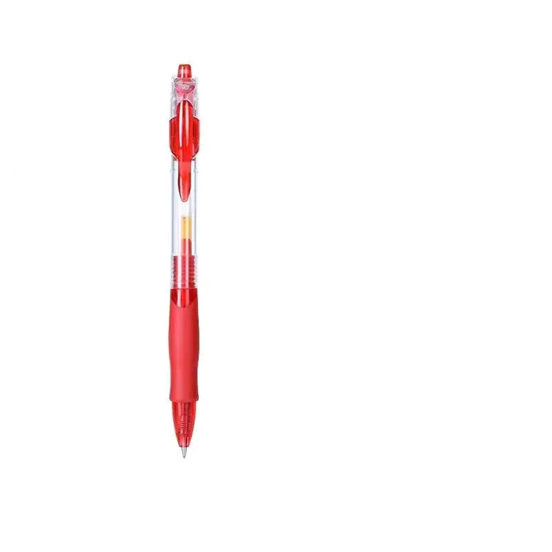 0.5mm black, red, and blue gel pen with plastic barrel for office and school use.