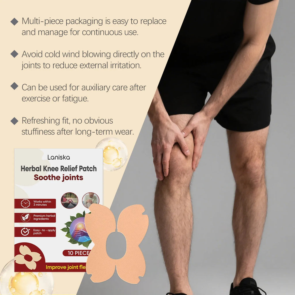 LANISKA herbal joint care patches pack showing 10 adhesive bandages with traditional Chinese herbal formula