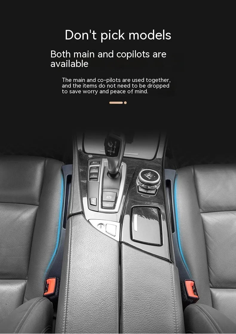 Black plastic car seat gap storage organiser with handle for phones and keys