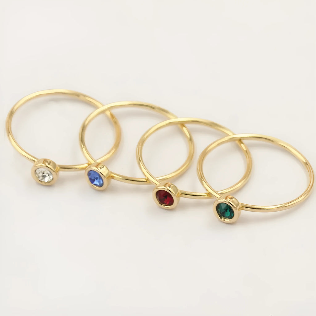 14K gold plated knuckle ring with cubic zirconia stones in multiple colours for DIY jewellery making