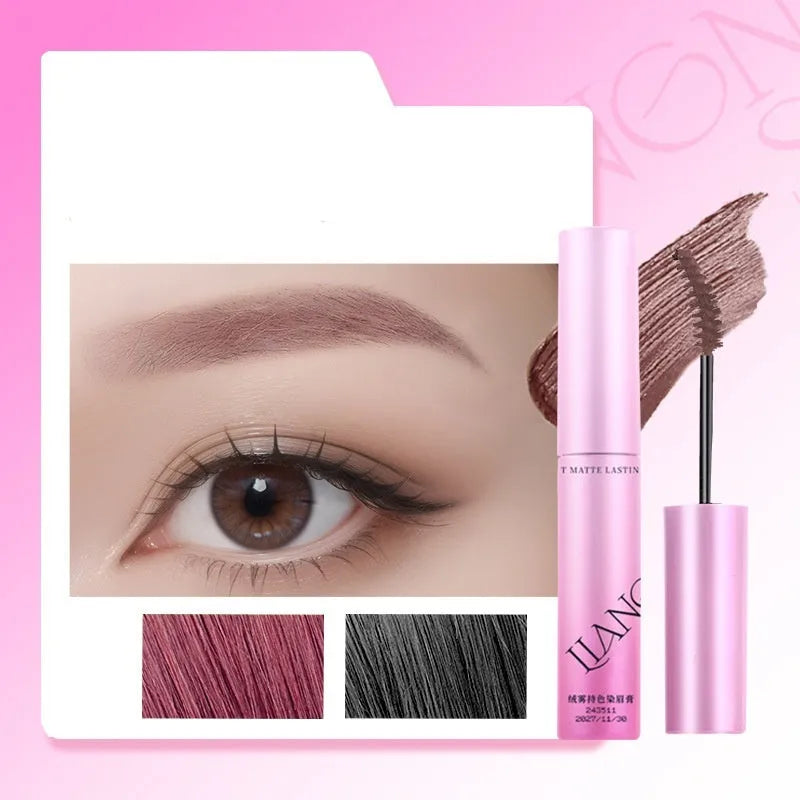 Velvet Fog eyebrow cream jar showing 4.5g net content with four shade options for natural brow definition
