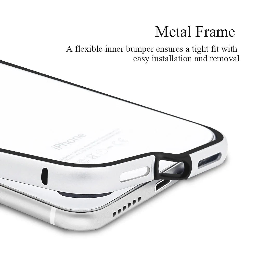 All edge covered metal border phone case in red and silver for iPhone 11 12 13 14 15 Pro Max