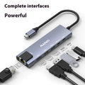 Aluminium Steam Deck six-in-one docking station with HDMI, Ethernet, and USB ports on a 15cm cable.