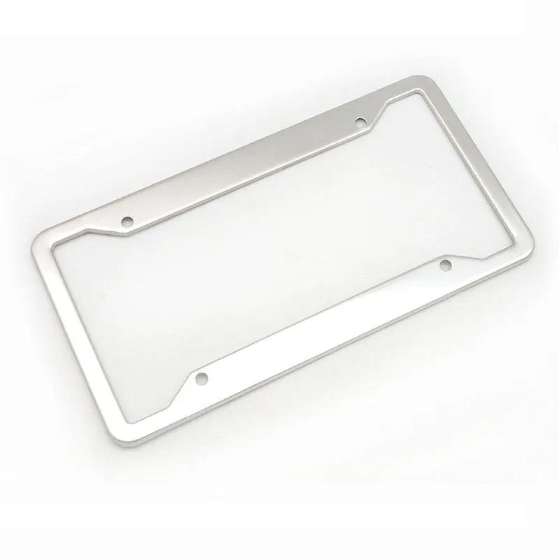 Aluminium alloy stainless steel licence plate frame in black, light grey, and sandblasted silver options
