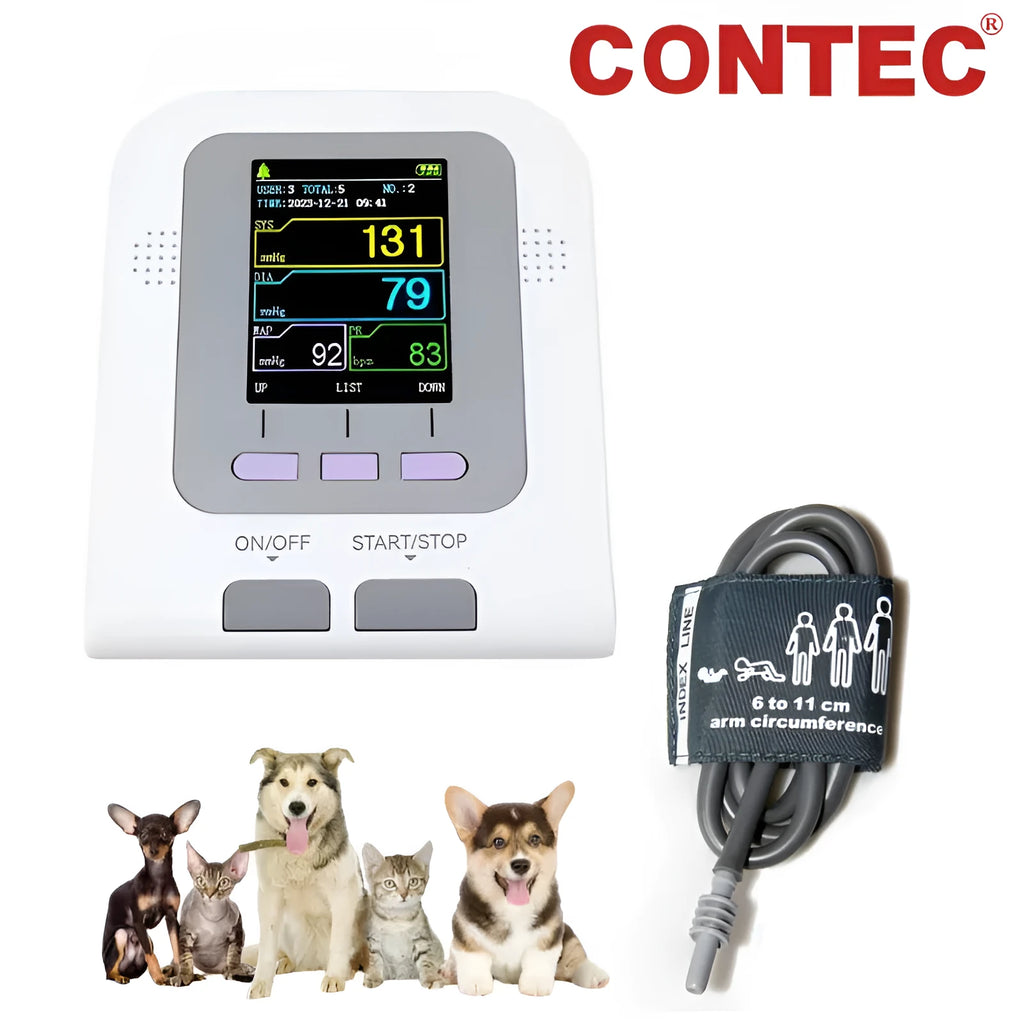 CONTEC08A-VET veterinary digital blood pressure monitor unit with colour screen and cuff