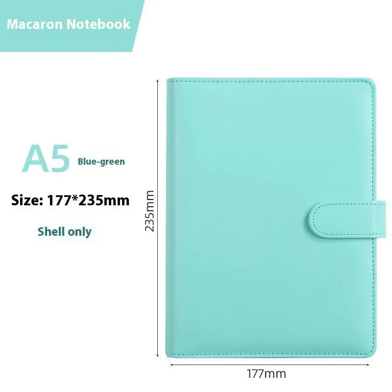 A5 PU leather notebook shell with zipper closure in a solid colour, shown closed.