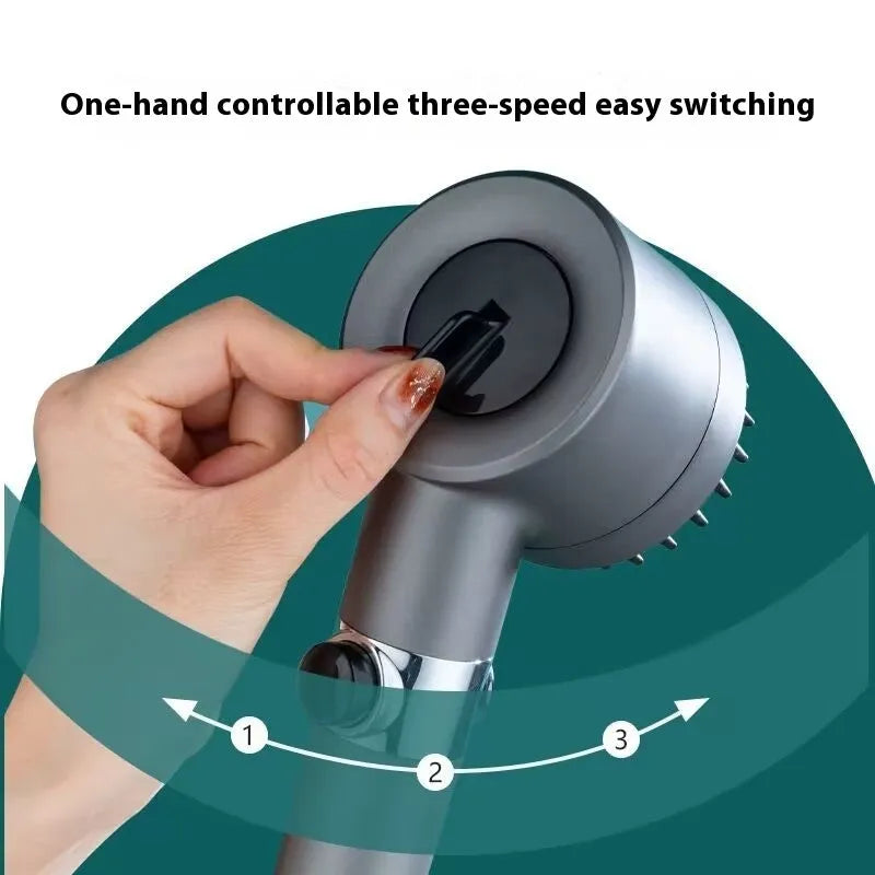 Portable Strong Boost shower head with third gear adjustment and modern design