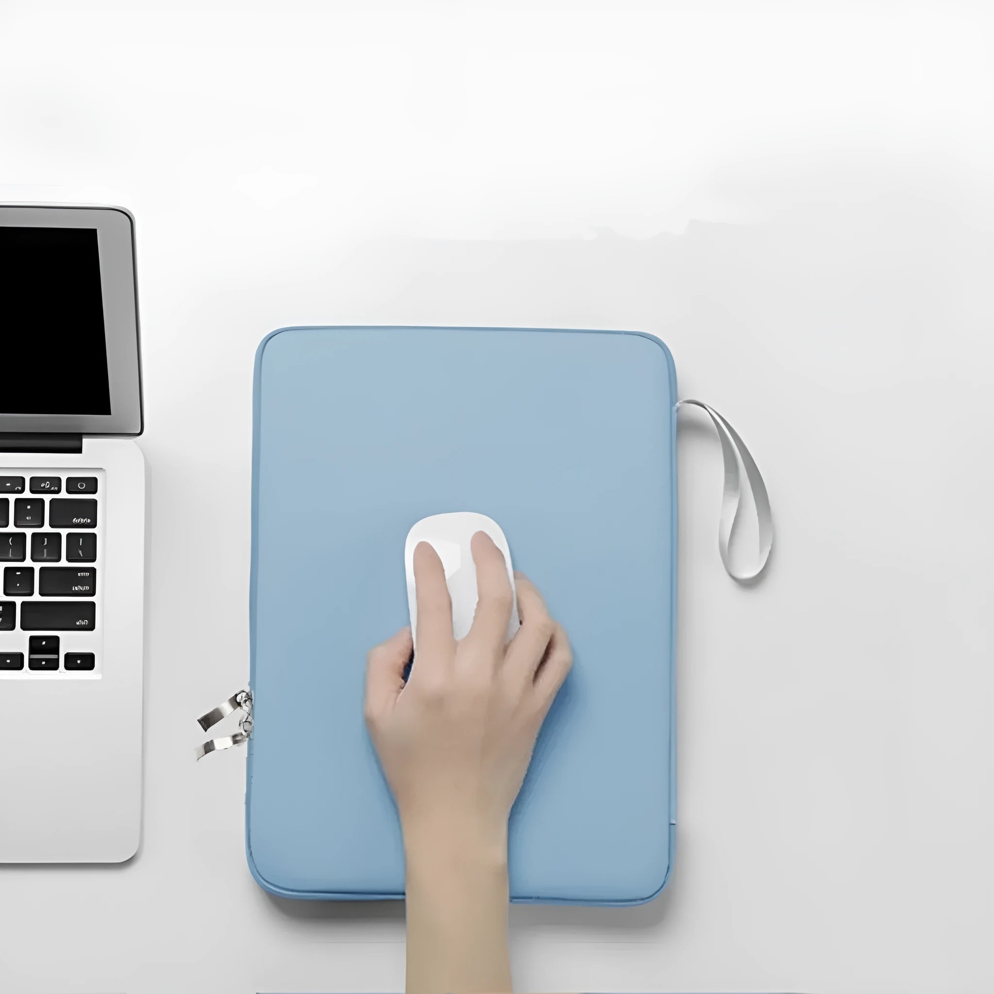 Imitation leather fabric tablet protective case in light grey, black, pink or sky blue colour.