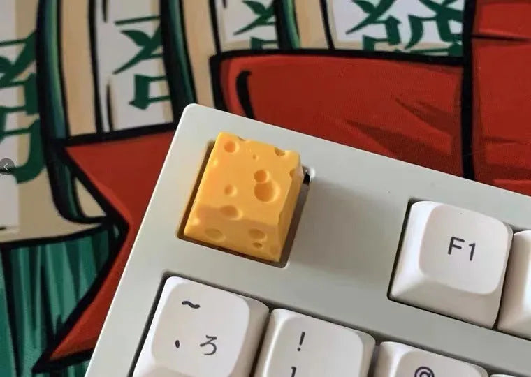Yellow resin cheese wedge key cap for mechanical keyboards with Cherry MX compatibility