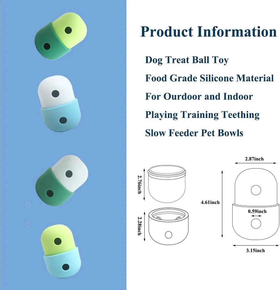 Dog treat dispensing puzzle ball in multiple colour combinations for small medium dogs