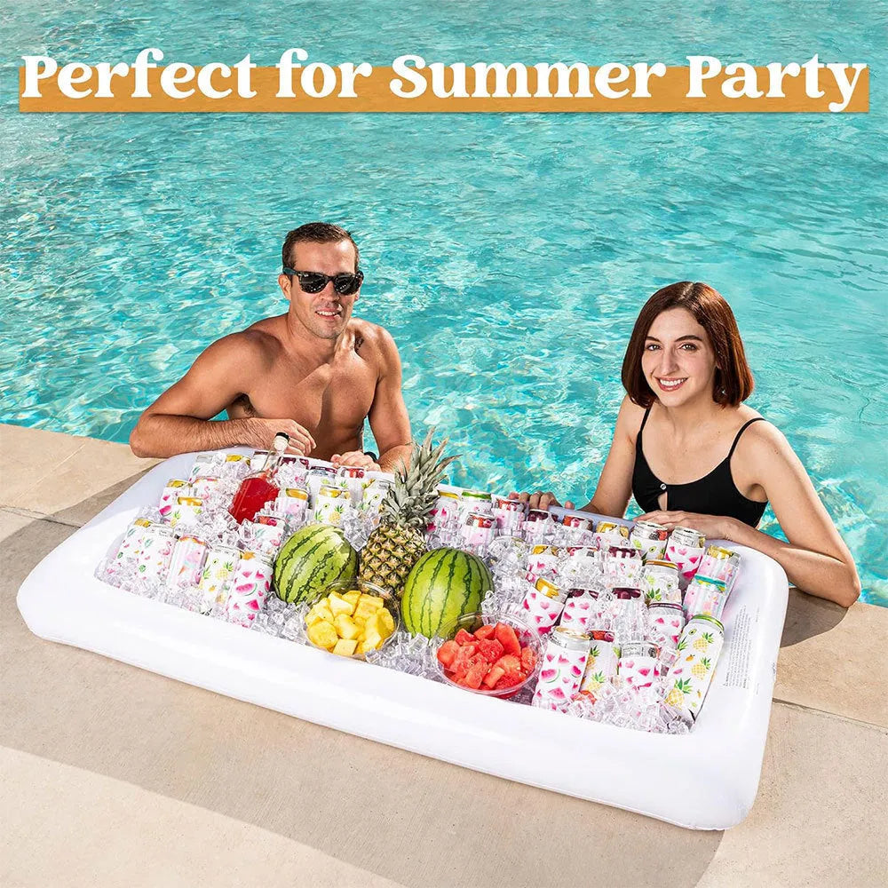 Inflatable PVC ice bar with cup holders and ice bucket accessory for party drink service