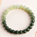 Natural Hetian jade bracelet with polished gradient clear water beads in unisex casual style