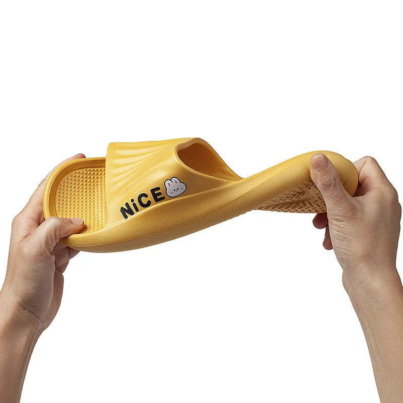 EVA injection moulded cartoon pattern slippers in dark blue with non-slip sole, available in sizes 36-45