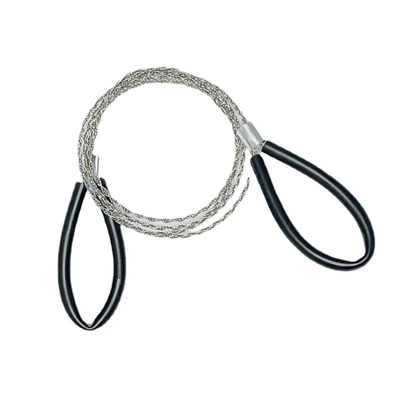 German stainless steel wire survival saw with black finish, approximately 70cm long