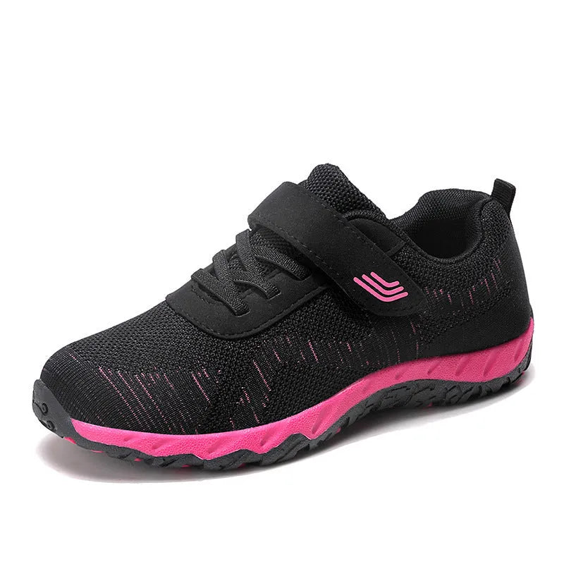 Women's low top wedge heels with velcro closure and breathable mesh upper in autumn colours