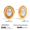 Small stainless steel vintage pearl ear studs for women with a non-fade electroplated finish.
