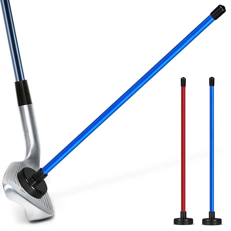 Red and blue aluminium alloy golf swing trainer with magnetic baseball bar alignment tool