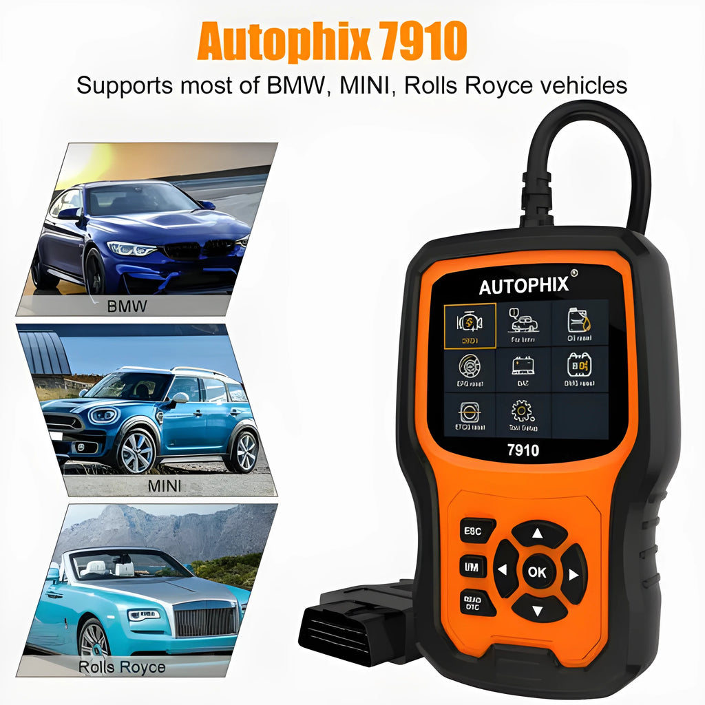 Autophix 7910 BMW Mini Rolls Royce diagnostic scan tool with OBD2 connector