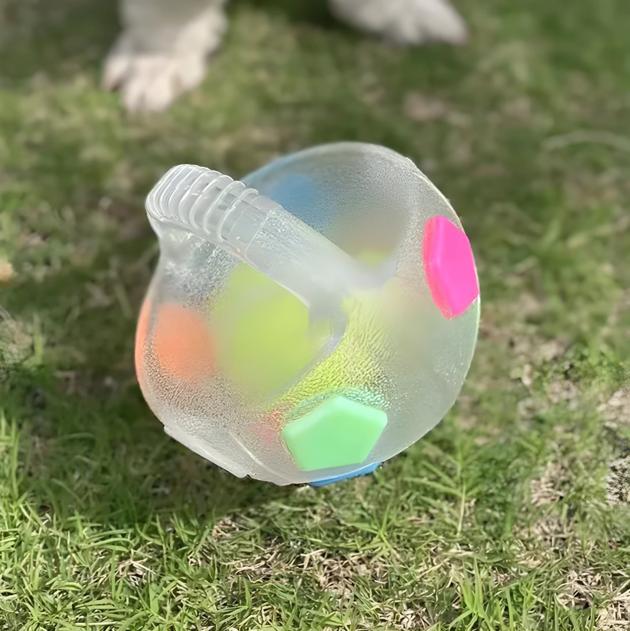 Dog toy soccer ball in white transparent TPR for border collie and labrador self-amusement