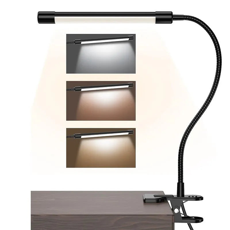Black or white USB-powered LED desk lamp with 26 cm length for student study areas