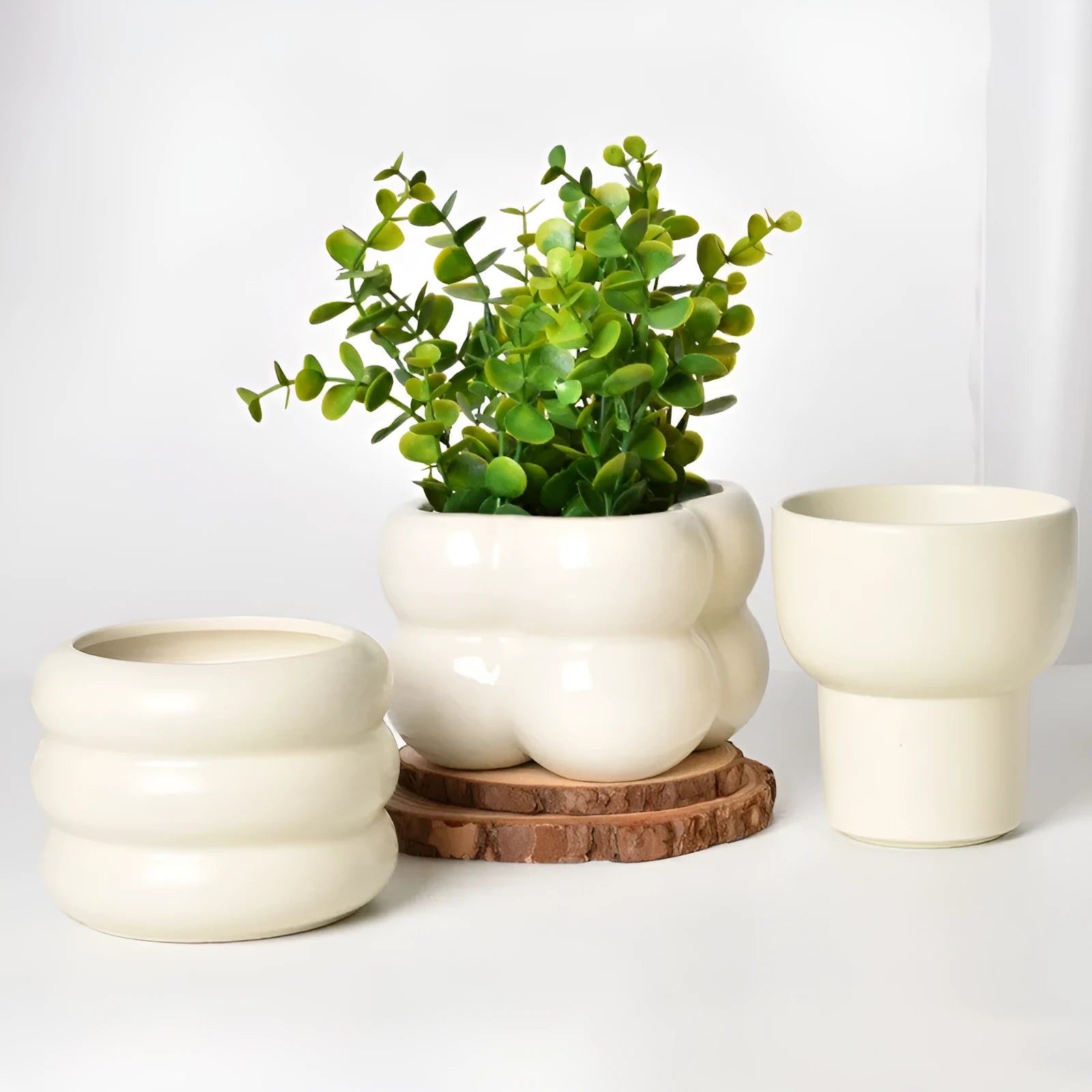 Roman column matte yellow ceramic flower pot for home plant decoration