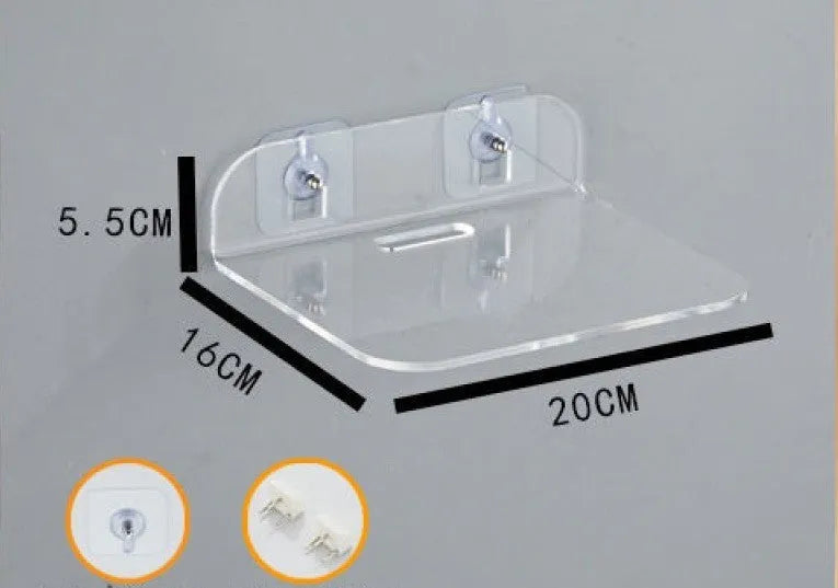 Acrylic right angle camera monitoring bracket, 13.5x11.5x5.5cm, no-drill wall mount in transparent finish