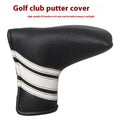 Black PU leather golf putter head cover showing protective sleeve for club head