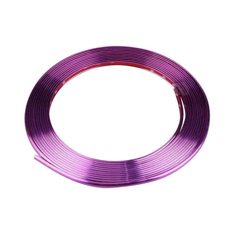 Roll of electroplated purple PVC wheel hub trim strip for car decoration and protection