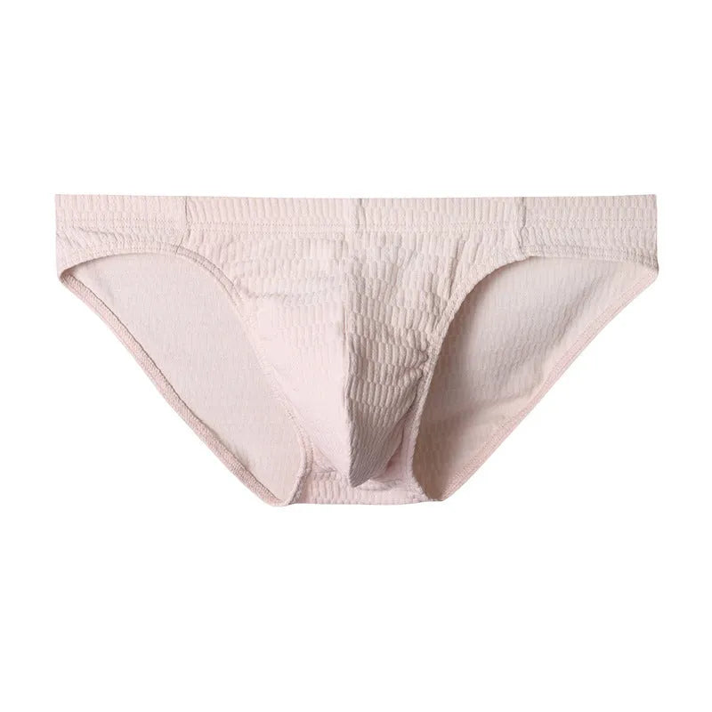 Men's solid colour pure cotton triangle underwear briefs in mid-waist style on a white background.