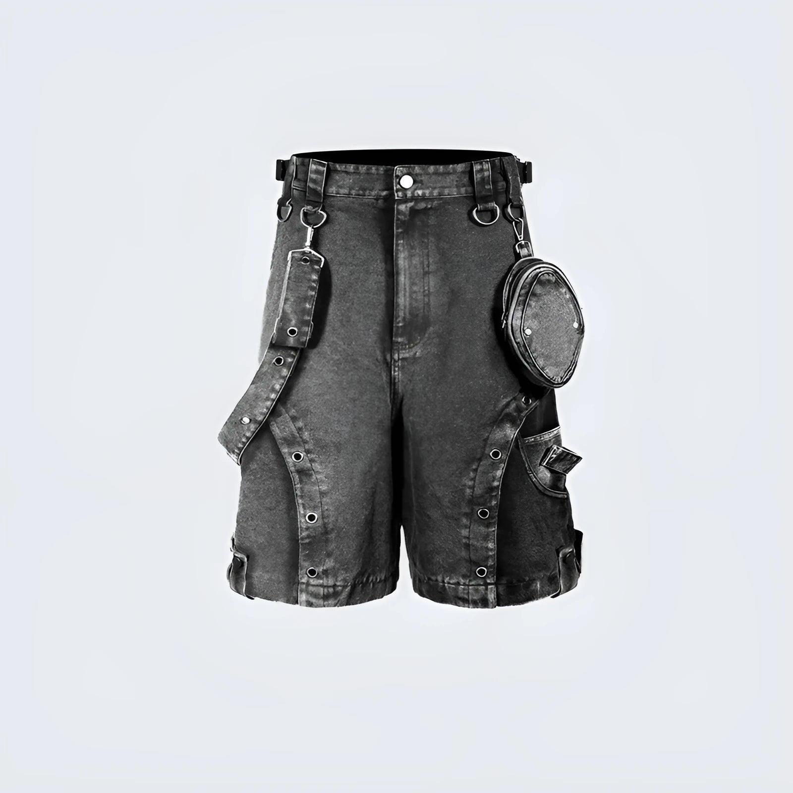 Retro high waist loose denim shorts in washed colour summer street style