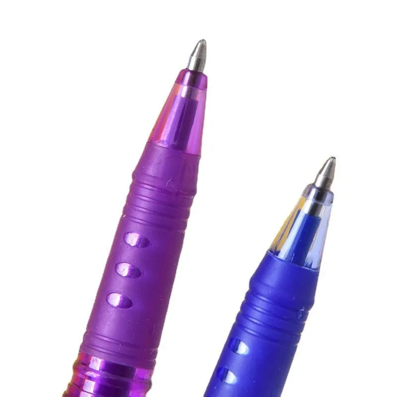 Set of hot erasable gel pens in multiple colours with plastic shells and choice of 0.5mm or 0.7mm stainless steel nibs.