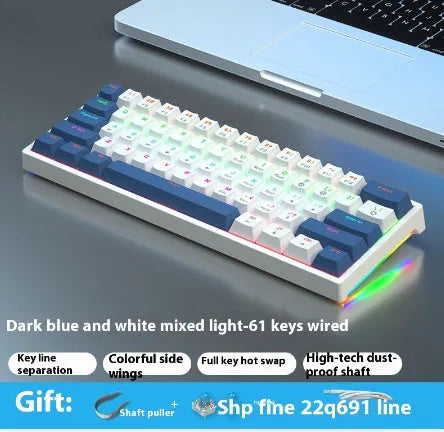 61-key compact mechanical keyboard with wired hot-plug design in multiple colour options