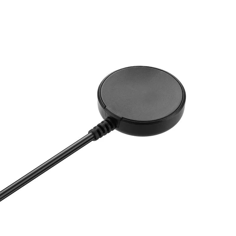 Black plastic USB watch charger with dimensions 34x10mm for wireless fast charging
