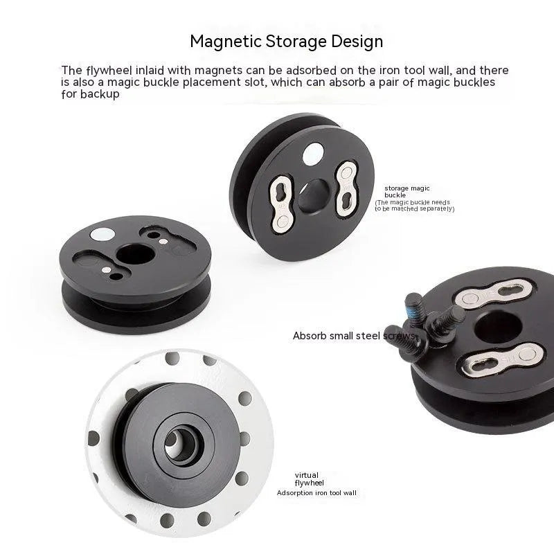 Aluminium alloy bicycle chain holder maintenance tool shown in hand.