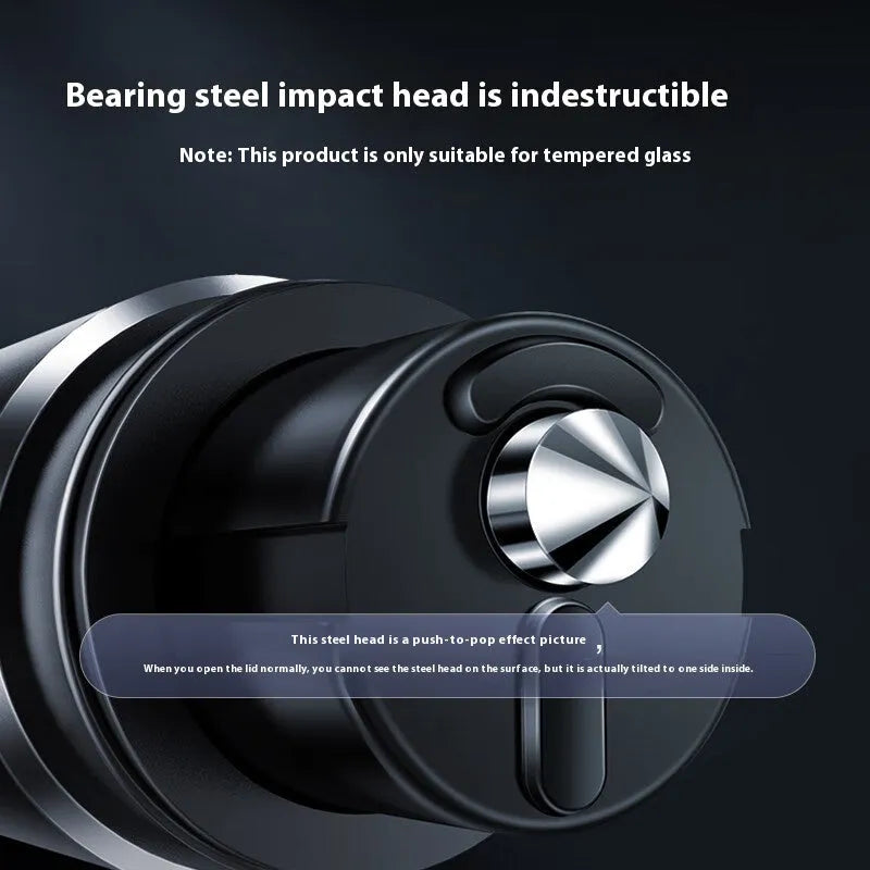 Gun grey aluminium alloy car safety hammer with bearing steel impact head on test glass