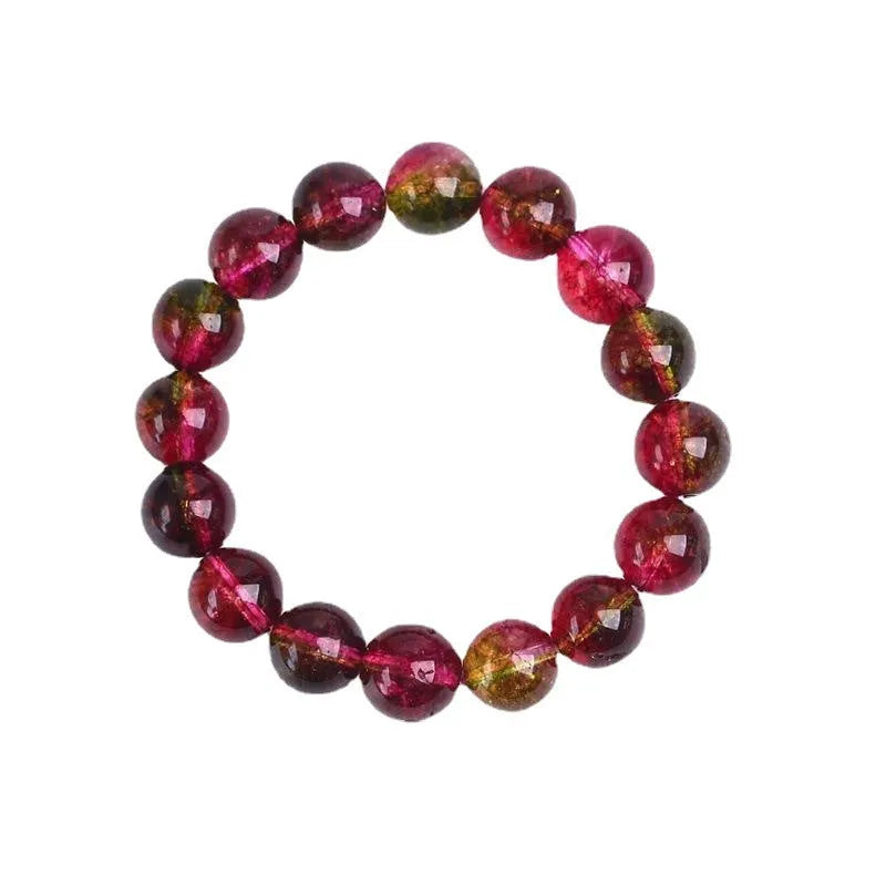 Women's watermelon crystal bracelet showing pastoral design elements on wrist, available in 6mm, 8mm, 10mm, and 12mm sizes.