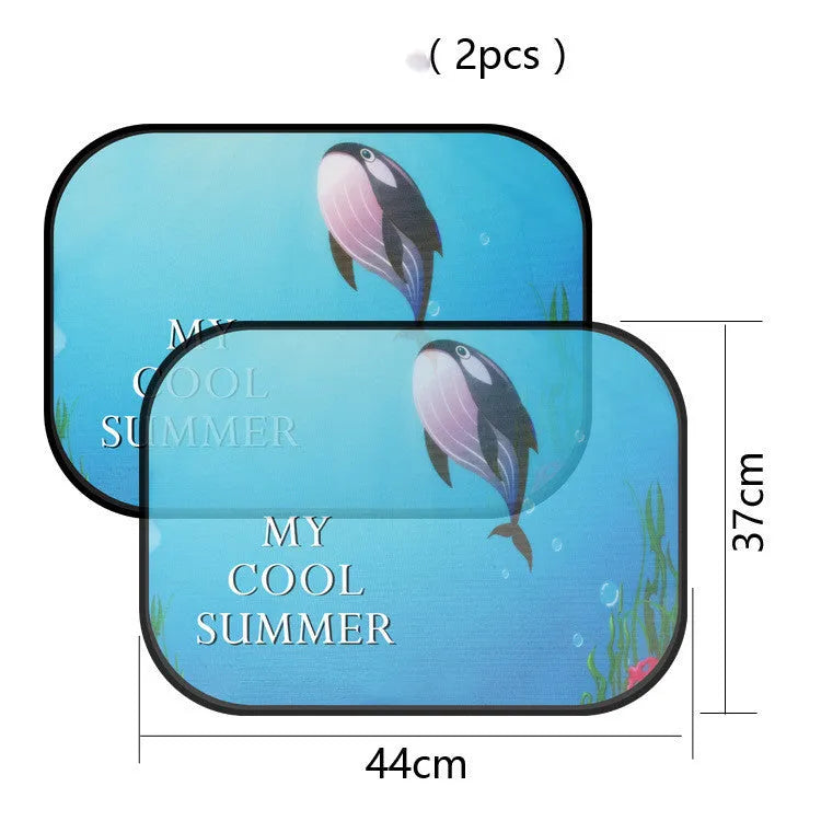 Electrostatic adsorption car side window sunshade in animal-themed pair sizes with nylon mesh material