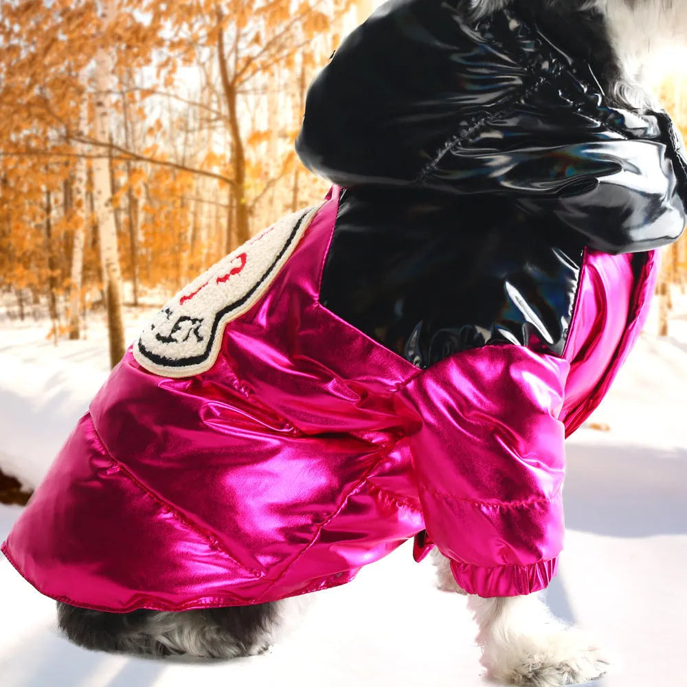 Thick warm pet dog down jacket in red colour, 90% pure duck down fill for small to large dogs