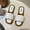 Women's plaid pattern beach sandals with anti-skid PVC soles in thick sole design