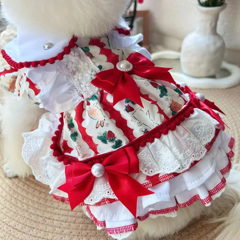 Rabbit skirt princess style pet dog dress in polyester with size measurements