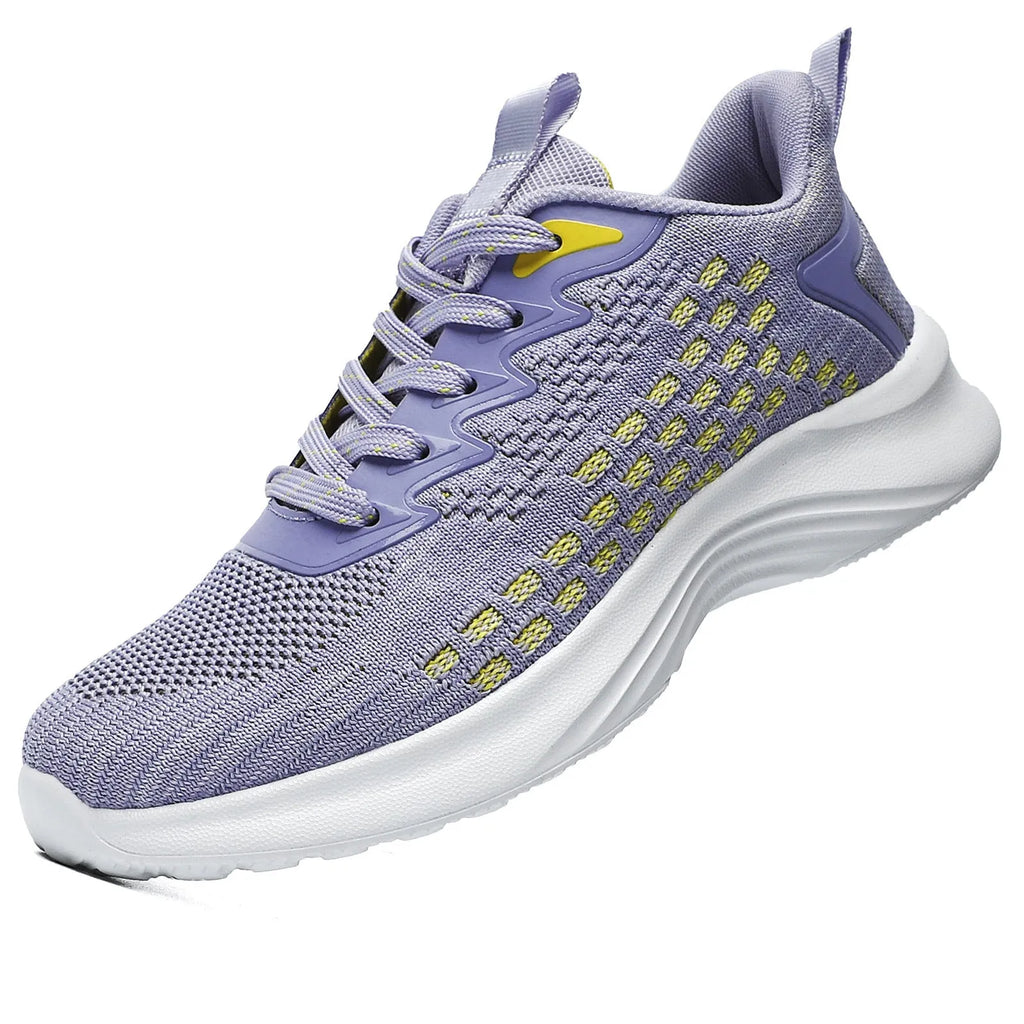 Women's Flyknit running shoes in lavender purple with EVA sole and mesh upper
